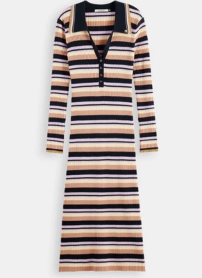 Scotch & Soda Long Sleeved Striped Rib Knitted Polo Midi DressSize Medium | eBay Scotch & Soda Long Sleeved Striped Rib Knitted Polo Midi DressSize Medium | eBay