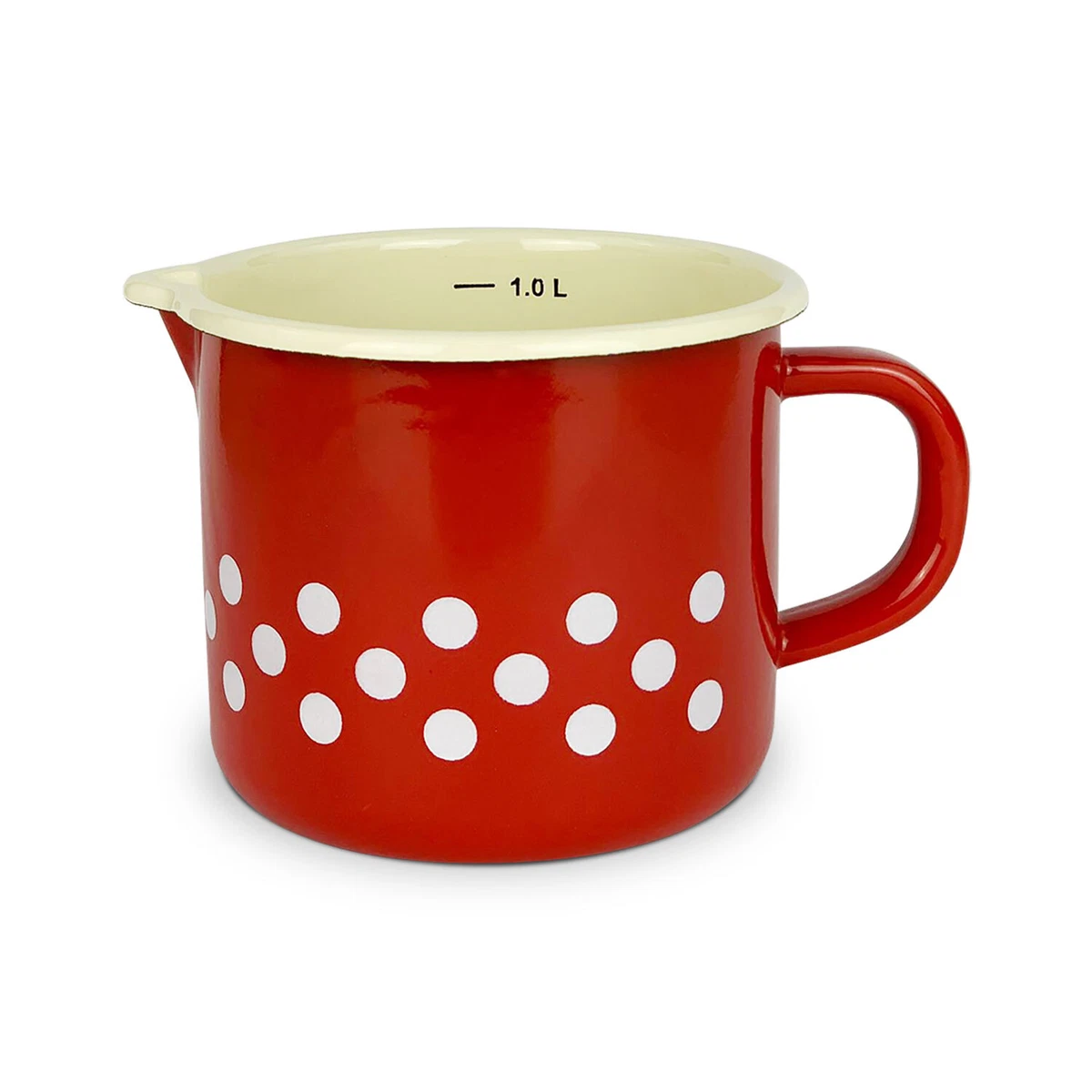 Grand mug en métal émaillé - Marron chocolat à pois