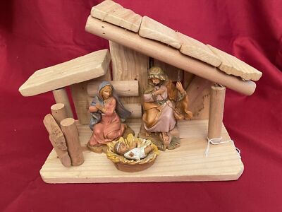 Nativity Scene By Dolfi Decor. Light Colored Wood 7 1/2  H 
