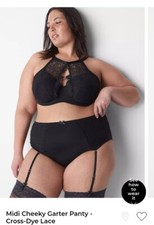 Cacique New With Tags Black Midi Cheeky Garter Panty Size 18-20W MSRP 29.99