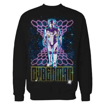 Doctor Who 80s Neon Cyberman Futuristic Cyber Sci Fi Official Sweatshirt Gift