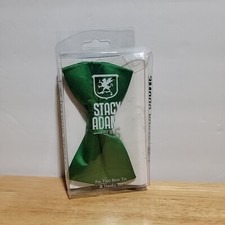 Stacy Adams Mens Solid Pre Tied Bow Tie  Hanky Set Green Prom Wedding Dance