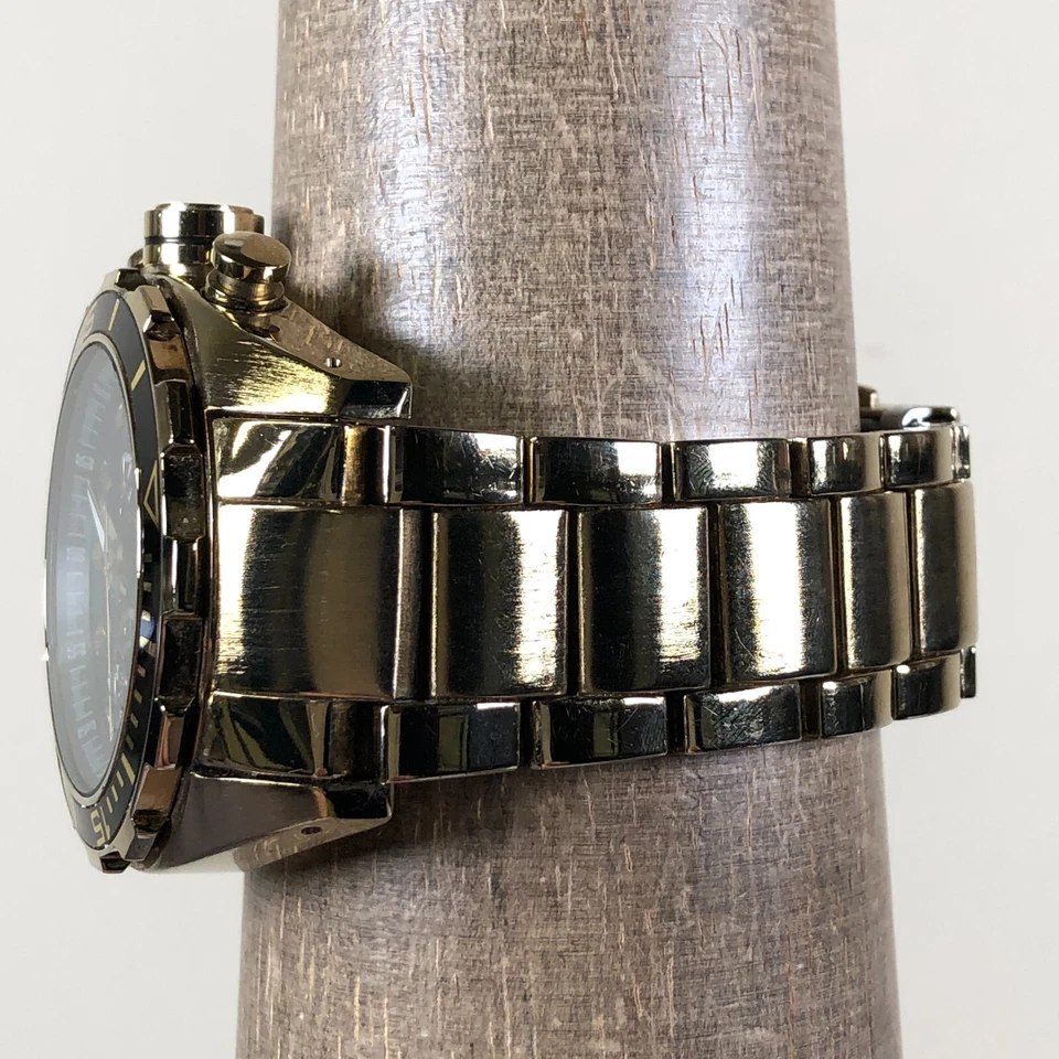 Marc Anthony Men FMDMA137 Day Date Gold Tone 44mm Quartz Analog Watch 7" - Image 3 of 4