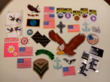 Mixed Lot Embroidery Patch Pins Demerit Badge American Flag Eagle Over 30 pieces