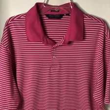Polo Golf Ralph Lauren Men's Pink White Stripe Golf  Shirt XXL Performance Pima