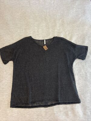 Mts Boutique Sheer Top Plus 1X Grey New With Tags Shirt Button Back - Has Snag