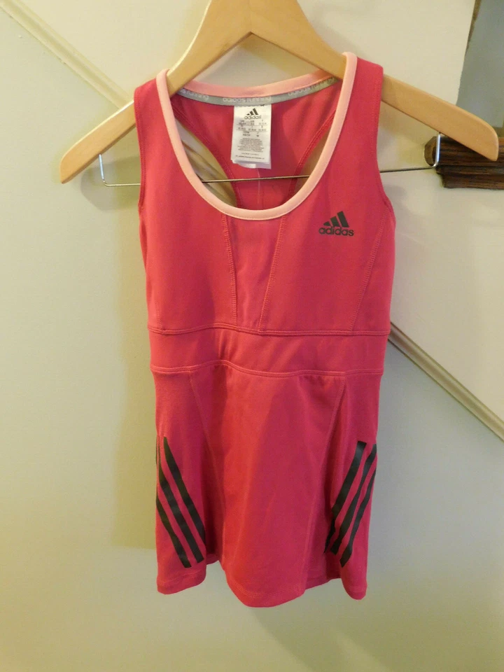 Nuevo con Etiquetas Adidas Talla XS Rosa Caliente Gris Rayas Clima Cool Malla Corredor Parte Trasera Top Foto 2 de 4