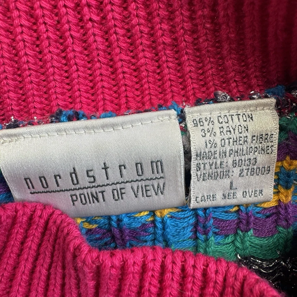Nordstrom Point of View Vintage Sweater Womens Large Pink Aztec Retroglam 90s - Image 3 of 4