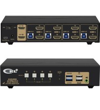 4 Port USB 3.0 KVM Switch Dual Monitor HDMI 4K 60Hz, Keyboard Video Mouse Periph