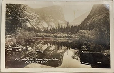 RPPC YOSEMITE NATIONAL PARK, CA ~ Mt. Watkins MIRROR LAKE 1930s-40s Postcard