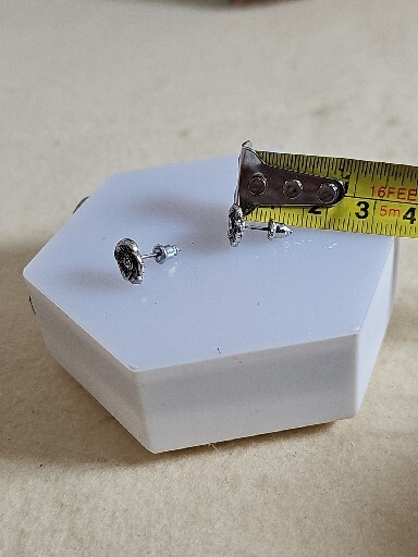 Small  Tiny Oxidized Rose Flower Stud Post Earrin… - image 5