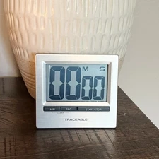 TRACEABLE Digital Timer Brushed Nickel Count Up & Down w/Back Stand & Magnet