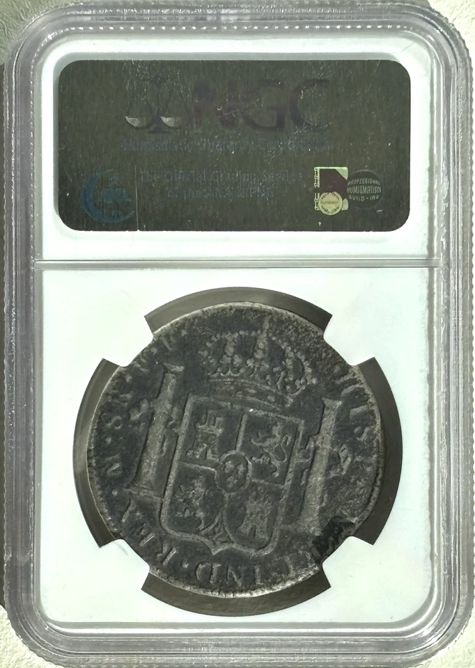 Moneda Tesoro Naufragio EL CAZADOR 1783MO FF MÉXICO 8R Reales Plata NGC GENUINA Foto 2 de 4
