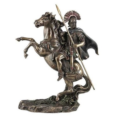 Bronzed Finish Roman Centurion on Horseback Statue,Sculptures & Figurines