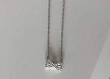 Ted Baker Silver Tone Small Crystal Bow Pendant Necklace