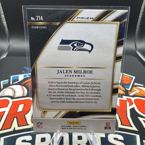 Panini Select 2025 - Club Level Jalen Milroe #214 Pink Shock Prizm (RC) - Imagen 2 de 2