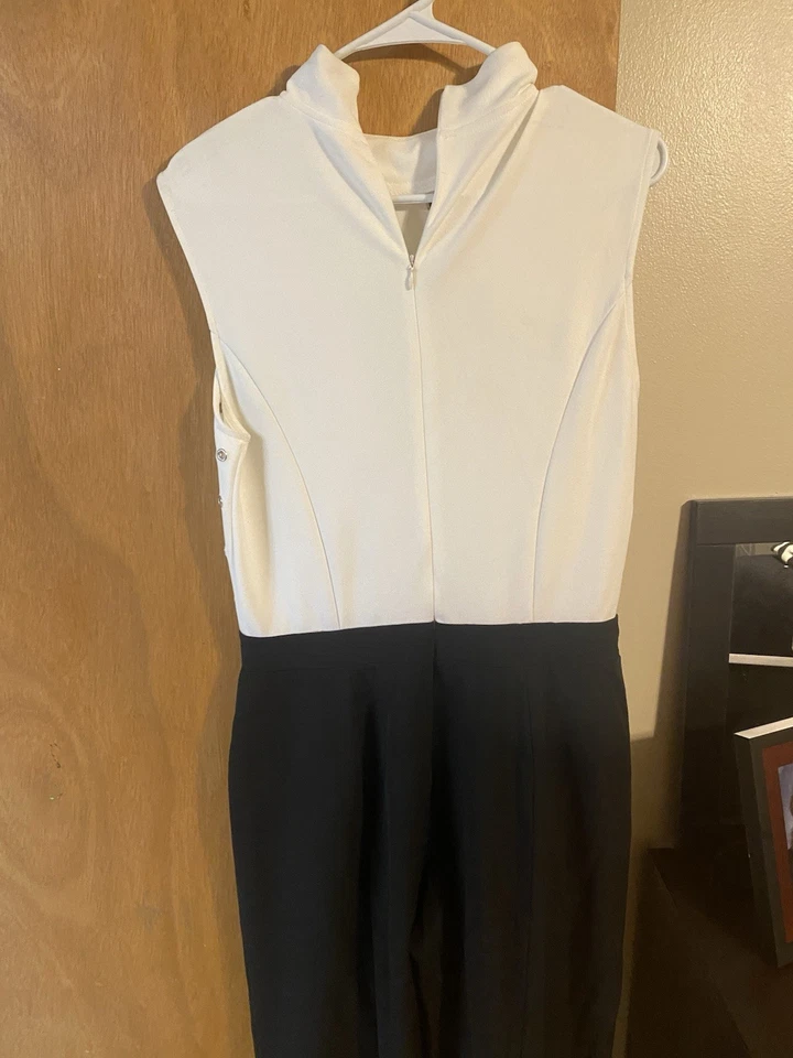 Mono para mujer blanco/negro XOXO sin mangas sin forro plateado herrajes talla L Foto 3 de 3