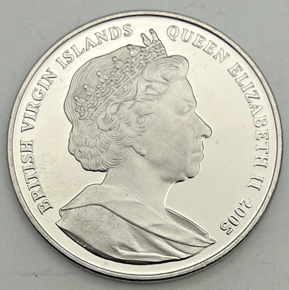 2005 PM British Virgin Islands 1 Dollar Dolphins KM#312 Large BU Uncirculated - Image 2 of 2