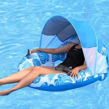 New Upgraded Pool Chair Float with Shade,Xl Pool Floats for Adults Heavy Duty,In