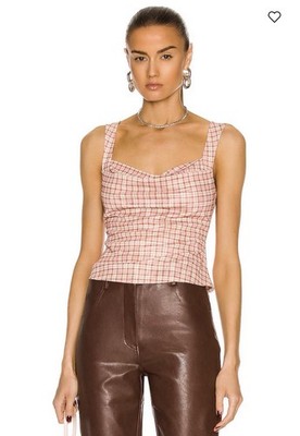 MIAOU Imogene Plaid Corset Top In Pink Size Medium $254
