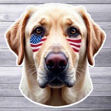 Labrador Retriever Sticker Vinyl Decal American Flag Face Patriotic Dog