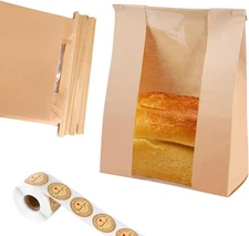 Dualshine 100 Pcs Bread Bags for Homemade Sourdough Large, Brown 