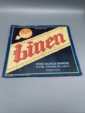 Sunkist Fruit Crate Label - Irvine Valencia Growers - Copyright 1929 - Linen