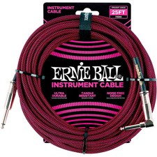 Ernie Ball 25 FT Straight to Angle Instrument Cable Red/Black