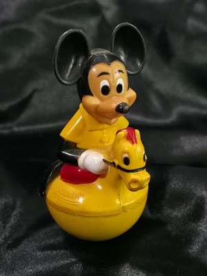 Vintage 1975 Gabriel Mickey Mouse Roly Poly Wobble Toy 4'' Disney Figure
