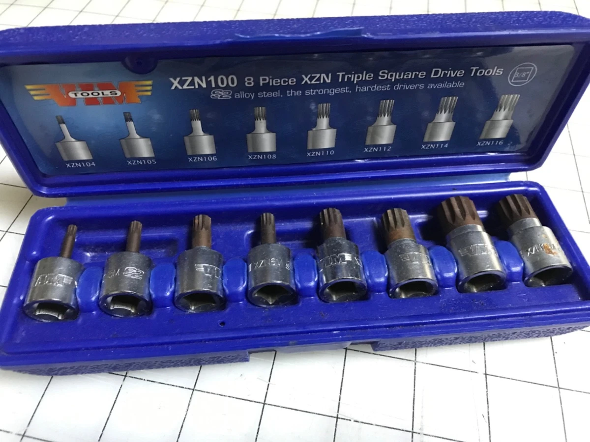imen VIM Tools XZN100 8-Piece Triple Square (XZN) Driver Set - 3/8