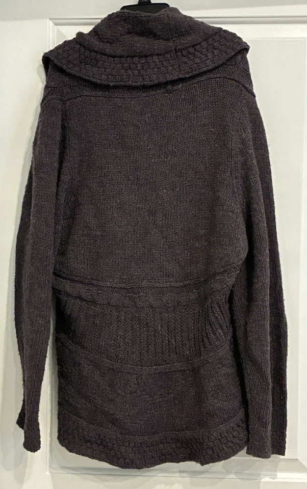 Coldwater Creek Mujer 1X Cárdigan Púrpura Abierto Suéter Grueso Tejido Mezcla Lana Foto 3 de 4