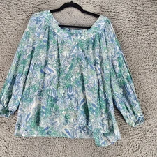 Counterparts Top Womens XL Blue Paisley Peasant Blouse *NWT*