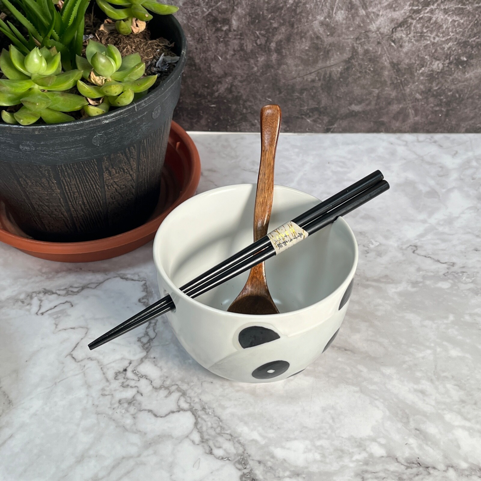 5"Oriental Panda White Ceramic Ramen Noodle Rice Bowl Gift Set of 3 pieces, gift