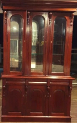 Antique Reproduction Mahogany China Wall Unit Display Cabinet