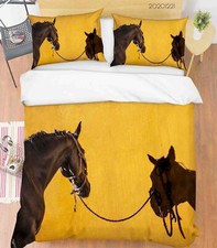 3D Horse Yellow Quilt Cover Set Duvet Cover Bedding Pillowcases