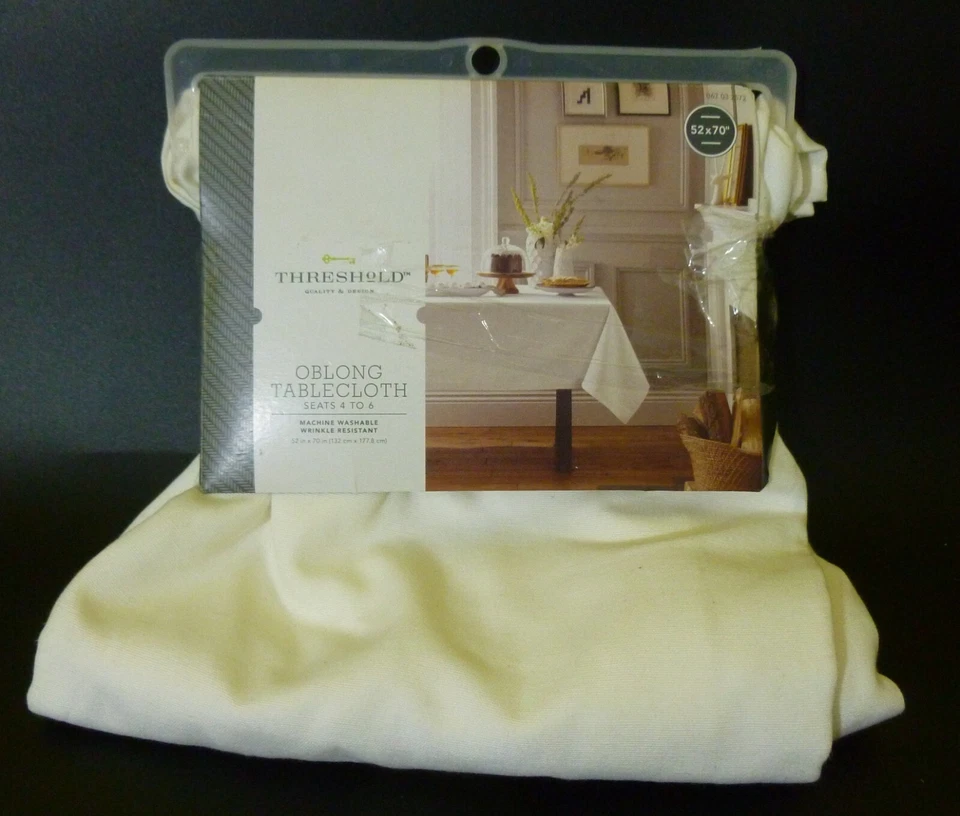 Threshold ~ 52'' W X 70'' L Oblong Rectangular Tablecloth ~ White ~ Read Listing - Image 2 of 4