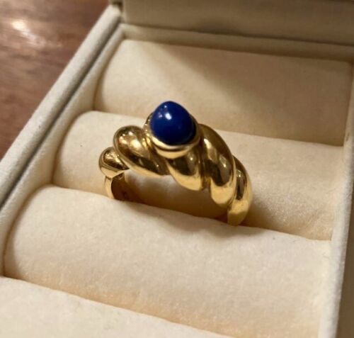 Van Cleef & Arpels Lapis Lazuli 18k Yellow Gold Twist Band Ring Size 6.2US