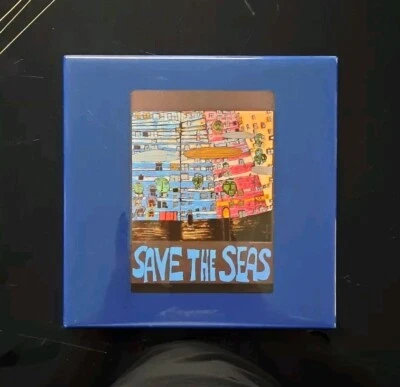 Hundertwasser "Save The Seas" Offsetdruck Wandbild 20x20 Kunstkarte Fliese Holz - Bild 1 von 4