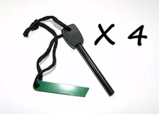 4 X Flint Magnesium Fire Striker/Starter - Scrapable Magnesium + Thin Solid Rod