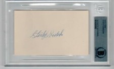 Stanley Coveleski HOF signed 3x5 Index Card Beckett BAS Slabbed auto d 84