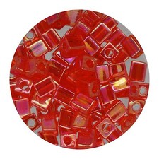 Square Glass Beads Japan 4mm Miyuki Cube Transparent Orange Ab