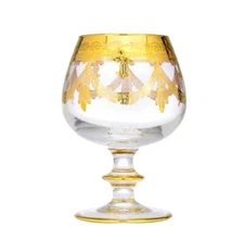 Interglass Italy Crystal Glass - 24K Gold Clear Italian Brandy Snifter