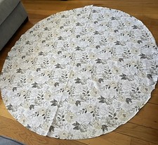 Round Floral Tablecloth Roses Gray Beige 72  