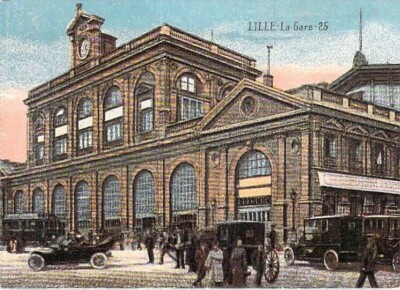 Lille Postcard Station La Gare Station Forecourt Cars Vintage Postcard 1916