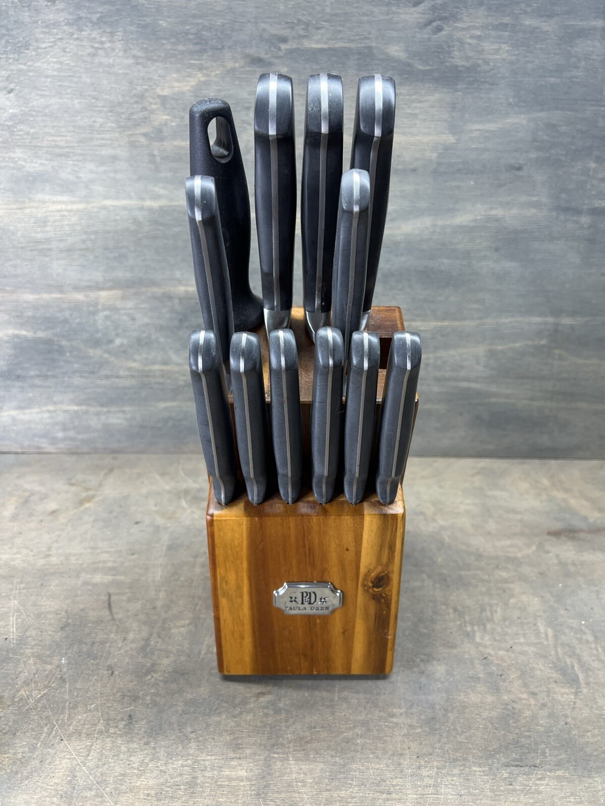 Paula Deen 13piece Knife Set Black Handled With Wood Block eBay