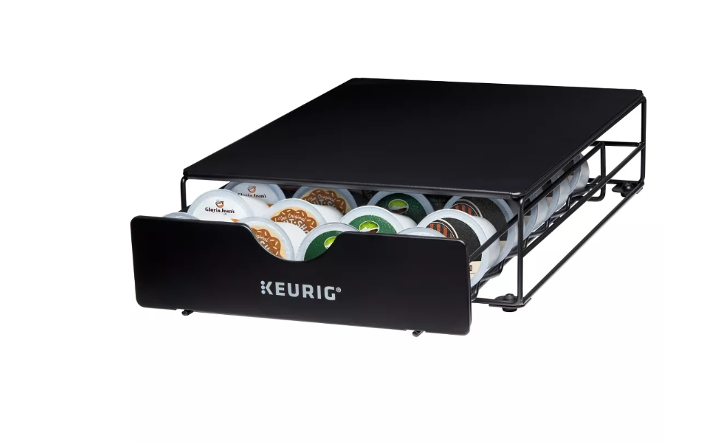 Black Metal Non-Rolling 24ct K-Cup Coffee Pod Storage Drawer Organizer Freesta