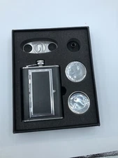 Perfect Pregame Collapsible Shot Glass, Cigarette Flask Gift Set & Cigar Cutter