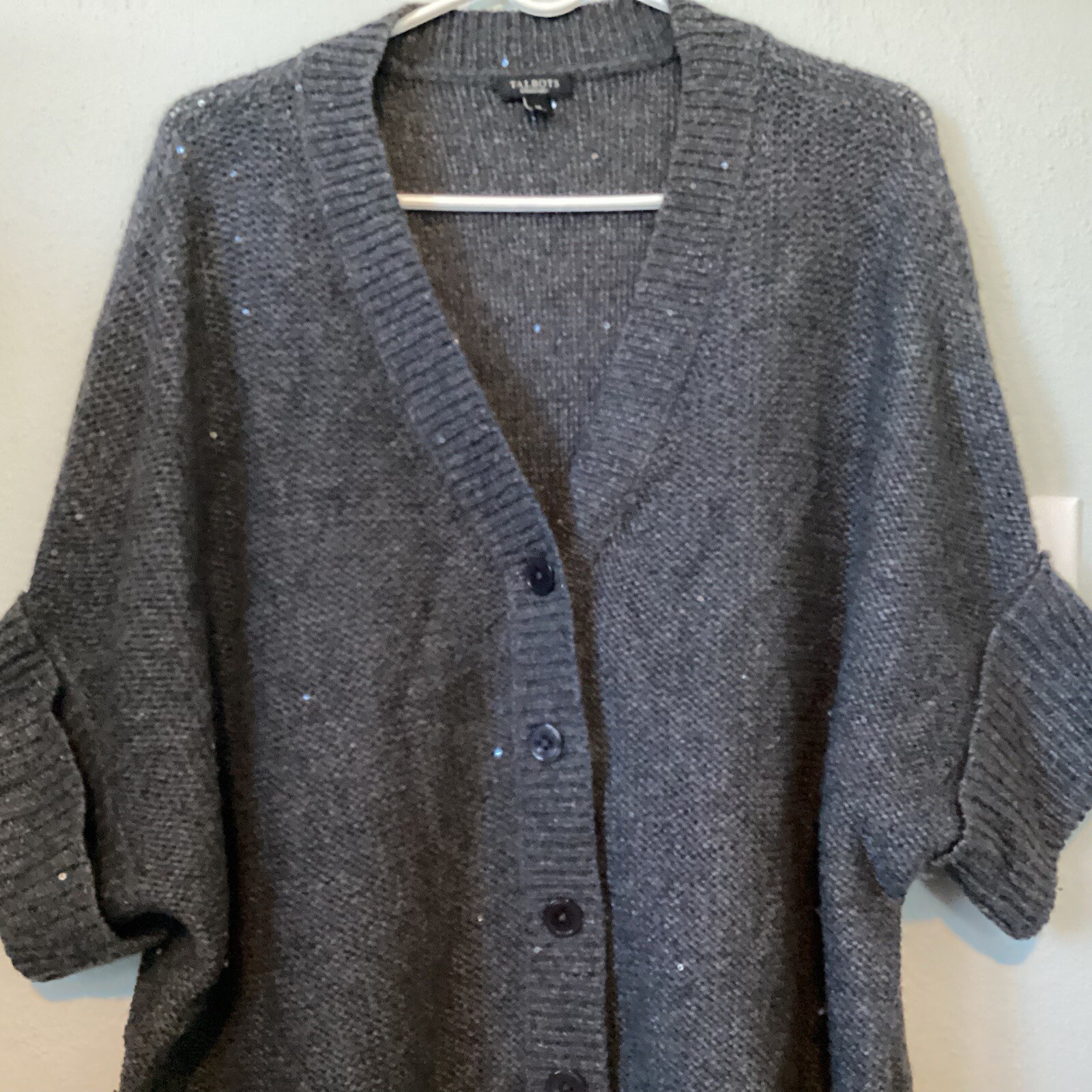 Talbots Oversize Medium Sequins Sparkle Button Sw… - image 6