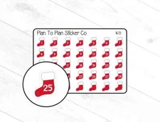 1613~~Christmas Stocking Date Cover Planner Stickers.