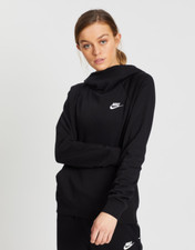 Nike essential tech funnel cowl neck fleece hoodie sweatshirt activewear black M